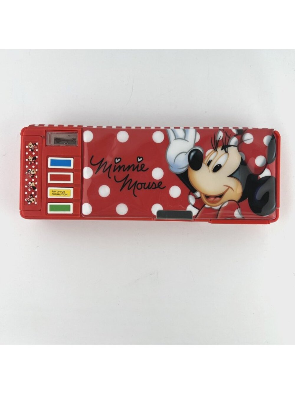 Vtg 90s Disney Minnie Mouse Mechanical Pop Out Pencil Case with Original Pencils
